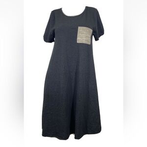 LuLaRoe Size L T-Shirt Dress Black Gray Space Dye Stretch Oversized Pullover